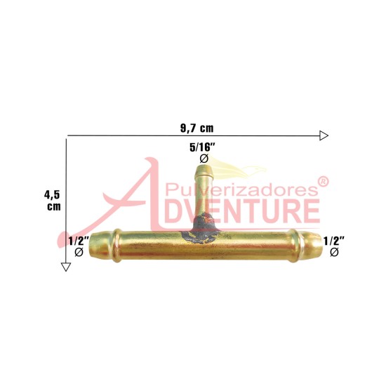 Terminal t latão 1/2" x 5/16"