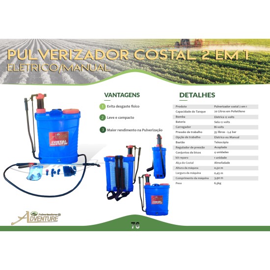 Pulverizador costal elétrico 2 em 1