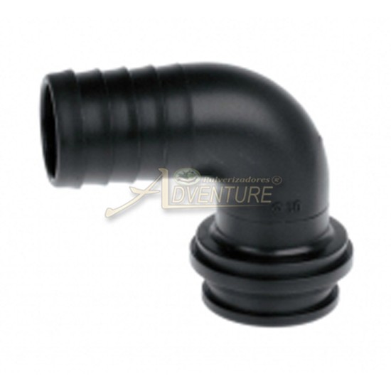 Conexão curva 90° com anel, indicado para porca 1.1/2”  mangueira 1” - 8012350				